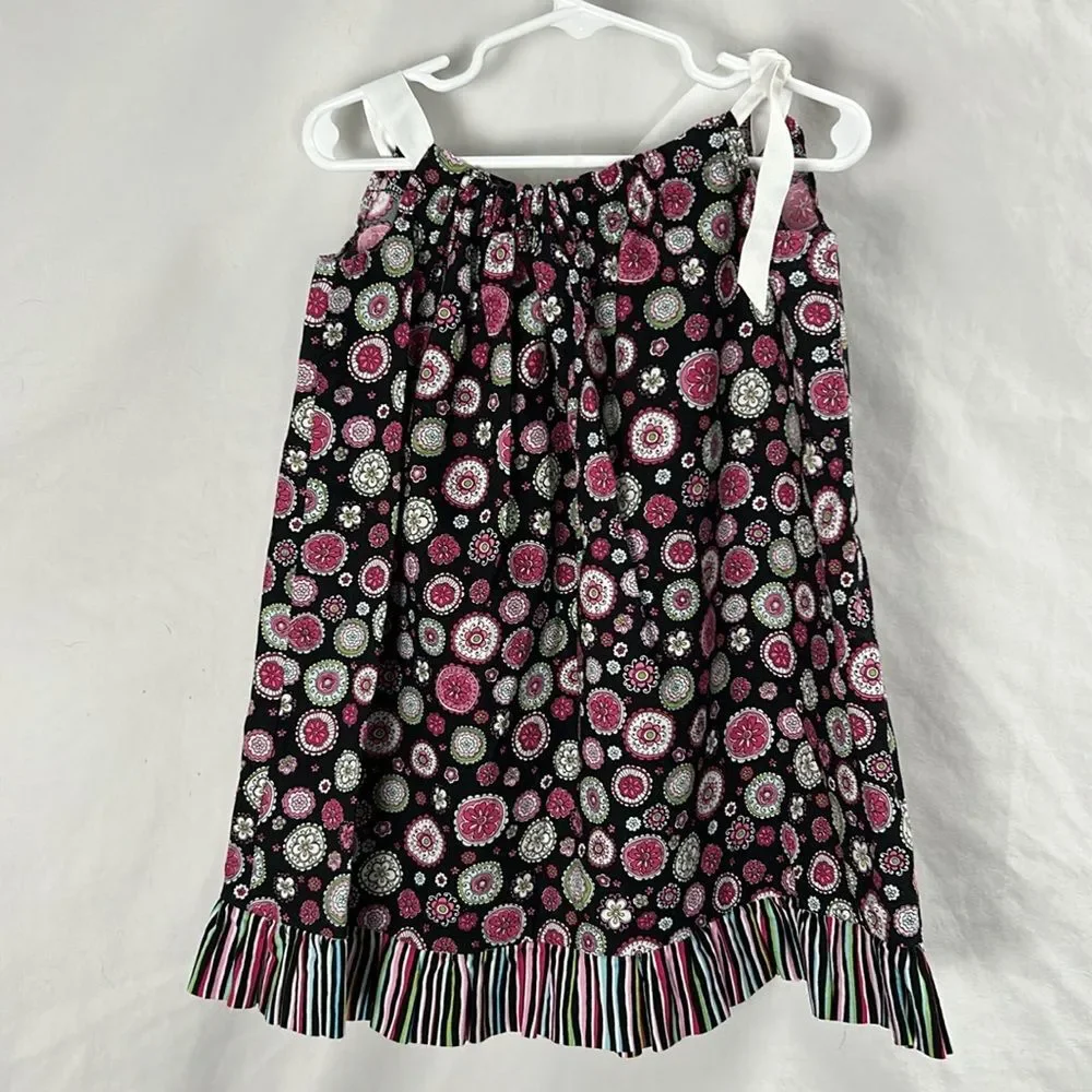 Handmade Black and Pink Floral Dress with 